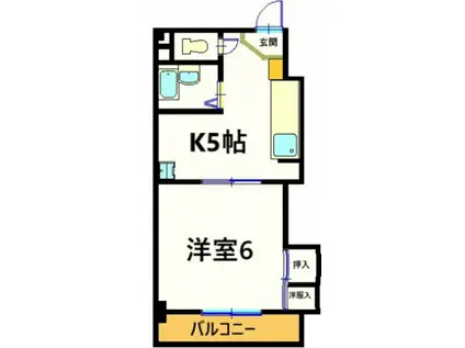 ハイムサンシルク(1DK/4階)の間取り写真