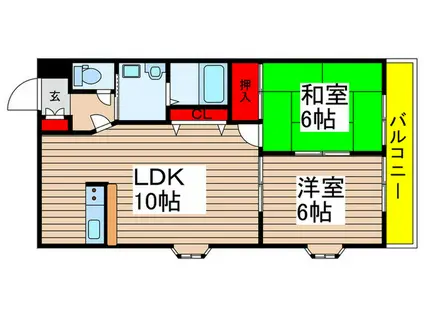 リバーサイド参番館(2LDK/2階)の間取り写真