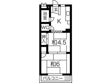 パレス帝塚山(2K/2階)の間取り写真