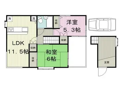 東急田園都市線 宮前平駅 徒歩15分 2階建 築49年(2LDK/2階)の間取り写真