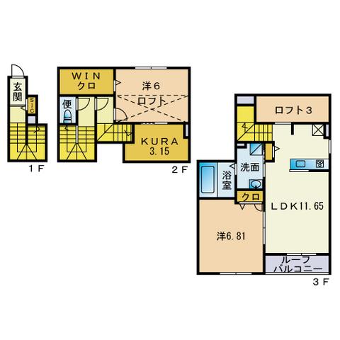 BELLE LEAD藤崎駅南A棟(2SLDK/2階)の間取り写真