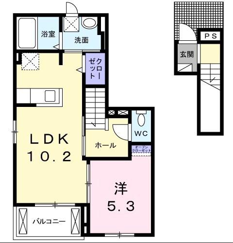 メゾン グレーシア(1LDK/2階)の間取り写真