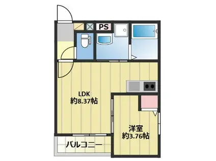 AIMER 花畑南(1LDK/1階)の間取り写真