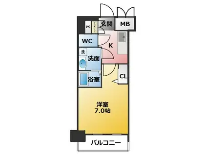 プレサンス名古屋STATIONキュオル(1K/2階)の間取り写真