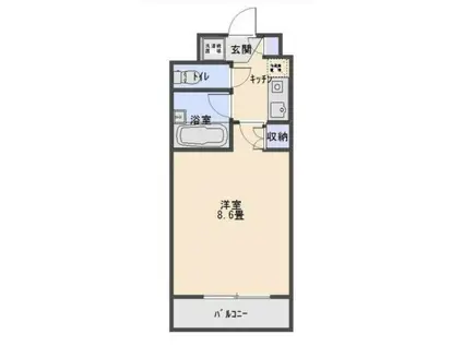 ヌヴェルハイツ(1K/1階)の間取り写真