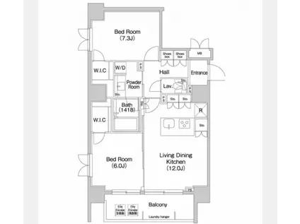 コンフォリア麻布イースト(2LDK/7階)の間取り写真