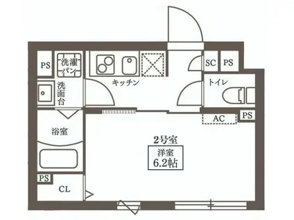 プラティーク代々木 PRATIQUE YOYOGI(1K/4階)の間取り写真