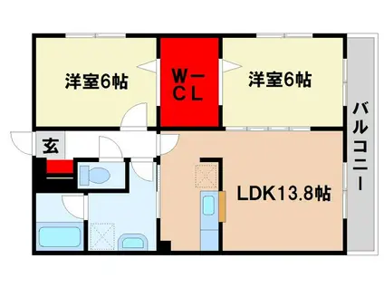 ロイヤルガーデン原田(2LDK/3階)の間取り写真