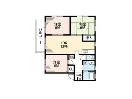 パーシモンハウスIID棟(3LDK/1階)の間取り写真