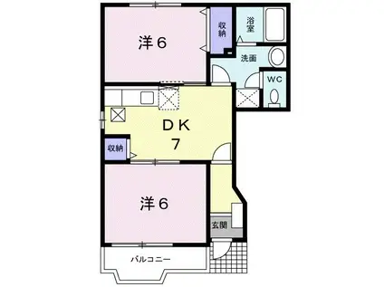 フォレスト・ヴィラA(2DK/1階)の間取り写真