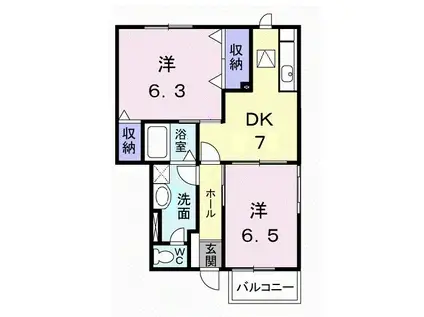 サンパティークA(2DK/1階)の間取り写真