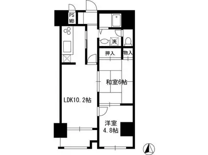 サンハイム清水(2LDK/4階)の間取り写真