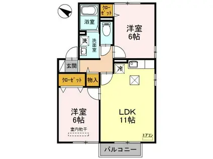 アサミレジデンス(2LDK/1階)の間取り写真