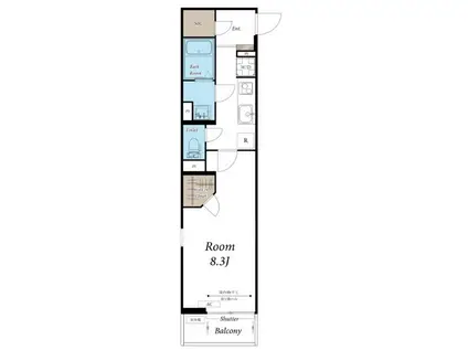 ヴィラ本厚木(1K/1階)の間取り写真