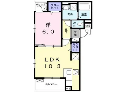 アマービレ(1LDK/1階)の間取り写真