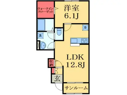 ニューパディーII(1LDK/1階)の間取り写真