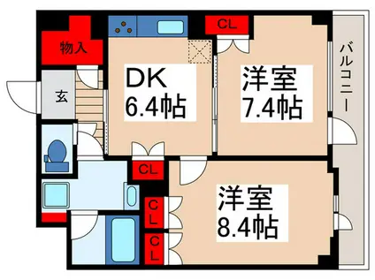 エパックスポーツレジデンス(2DK/1階)の間取り写真