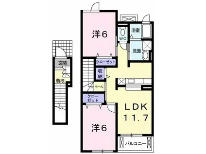 サンライト ヴィラ(2LDK/2階)の間取り写真
