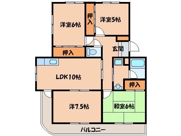 第三ハイツひらく(4LDK/4階)の間取り写真