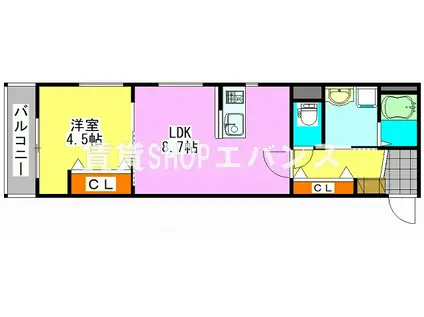 EVERTWO(1LDK/1階)の間取り写真