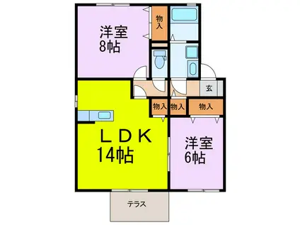 サンライズ(2LDK/1階)の間取り写真