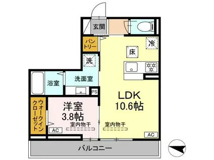 ラペーシュ湘南台(1LDK/1階)の間取り写真