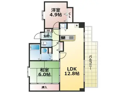 RICイーストコート5番街北棟(2LDK/4階)の間取り写真