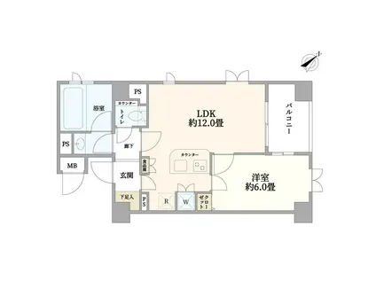 グランシティ日本橋水天宮(1LDK/7階)の間取り写真