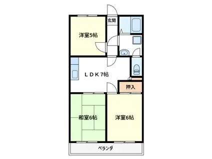 プラムフラワーガーデン(3DK/3階)の間取り写真