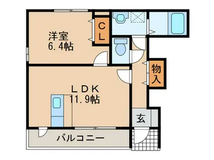リーベンス・グランデII(1LDK/1階)の間取り写真
