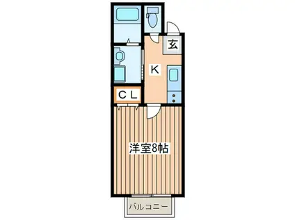 スカイハーツ新田(1K/2階)の間取り写真
