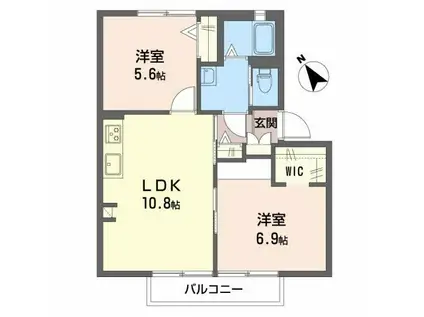 メゾンソレイユB(2LDK/2階)の間取り写真