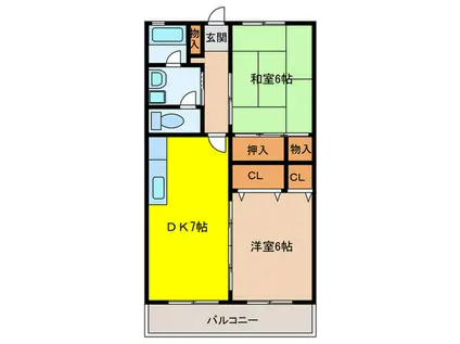 井尻口第1高木ビル(2DK/2階)の間取り写真