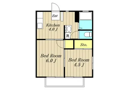 グリーンヴィラ旭(2K/2階)の間取り写真