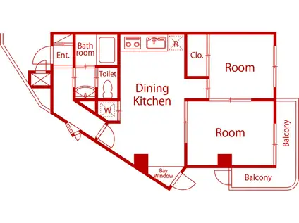 メゾンI(2DK/2階)の間取り写真