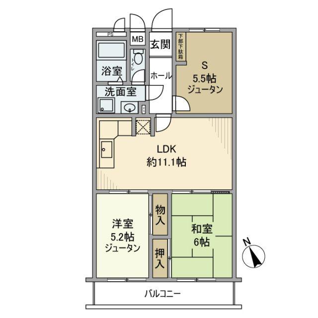 ファミネスサガミ野(2SLDK/1階)の間取り写真