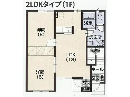 オリエントコート宮町M2(2LDK/1階)の間取り写真