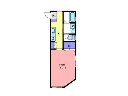 プライムウィズカリファ(1K/2階)の間取り写真