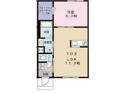 永寿パレスA(1LDK/1階)の間取り写真