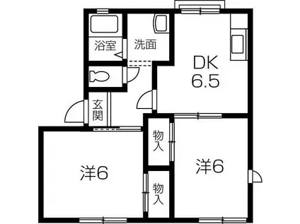 クワトロ今宿(2DK/1階)の間取り写真