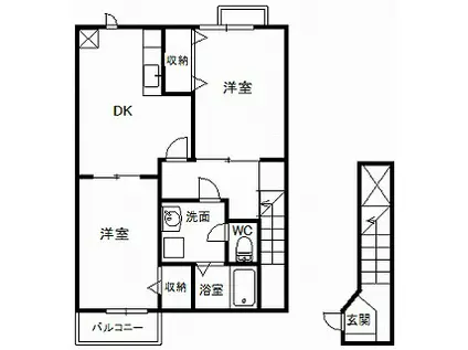 ガーデンヒルズ(2DK/2階)の間取り写真