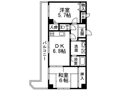 グランエクセル高師浜(2DK/2階)の間取り写真