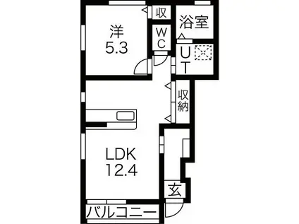 グラーティア(1LDK/1階)の間取り写真
