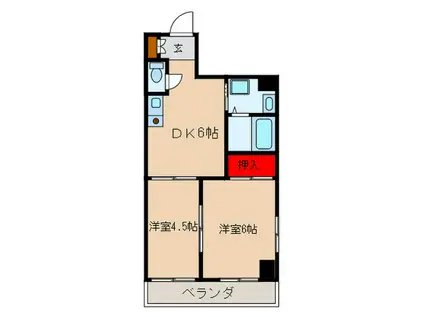 ユナイテッドエムケイビル(2DK/7階)の間取り写真