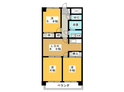 ANNEX M1(3DK/3階)の間取り写真