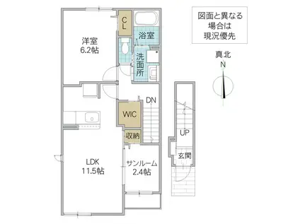 ボヌールIII(1LDK/2階)の間取り写真