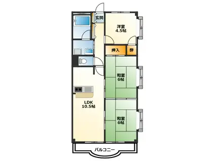 フジビル(3LDK/6階)の間取り写真