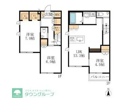 東生田一丁目メゾン(3LDK/1階)の間取り写真