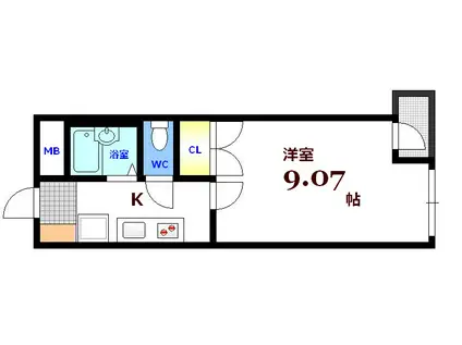 ルアール国光(1K/2階)の間取り写真