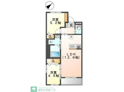 ヴェリテ(2LDK/2階)の間取り写真